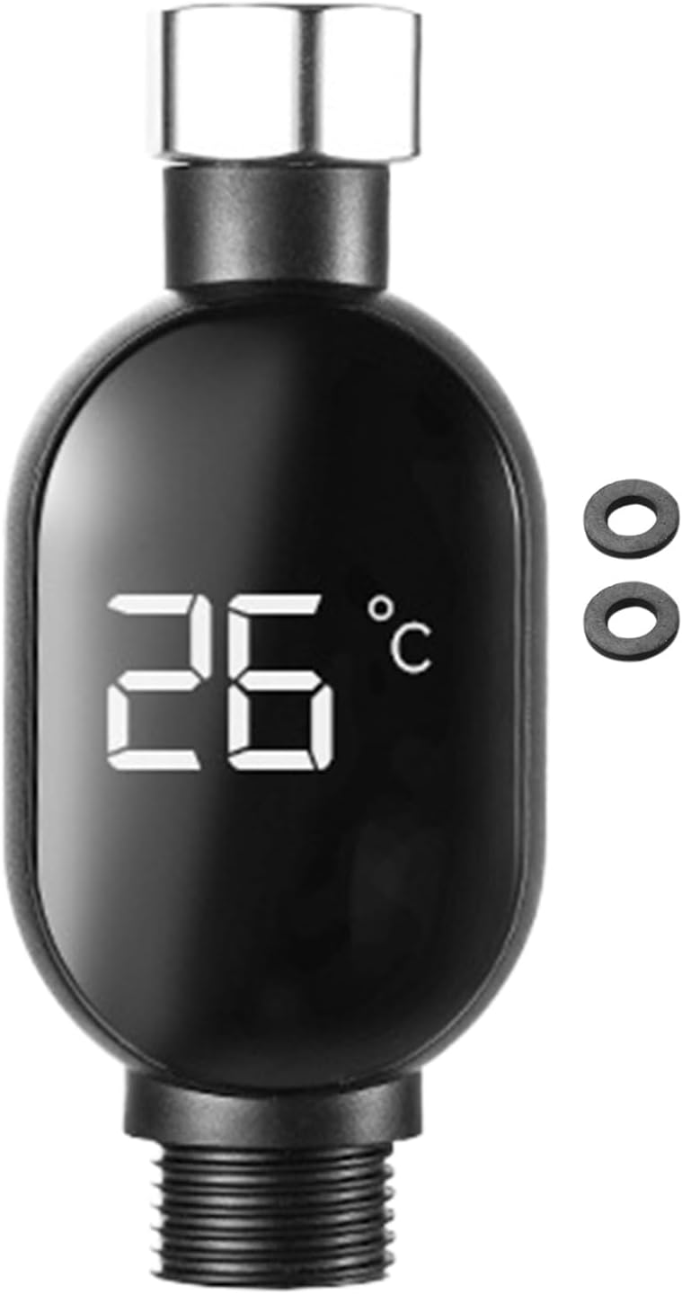 مقياس حرارة رقمي للاستحمام | شاشة عرض 4.1 بوصة لقياس درجة حرارة مياه الاستحمام | جهاز مراقبة درجة حرارة تدفق المياه | شاشة عرض دقيقة لتركيبات الحمامات، تصميم مقاوم للماء، يعزز السلامة في المطابخ والمنازل الحديثة