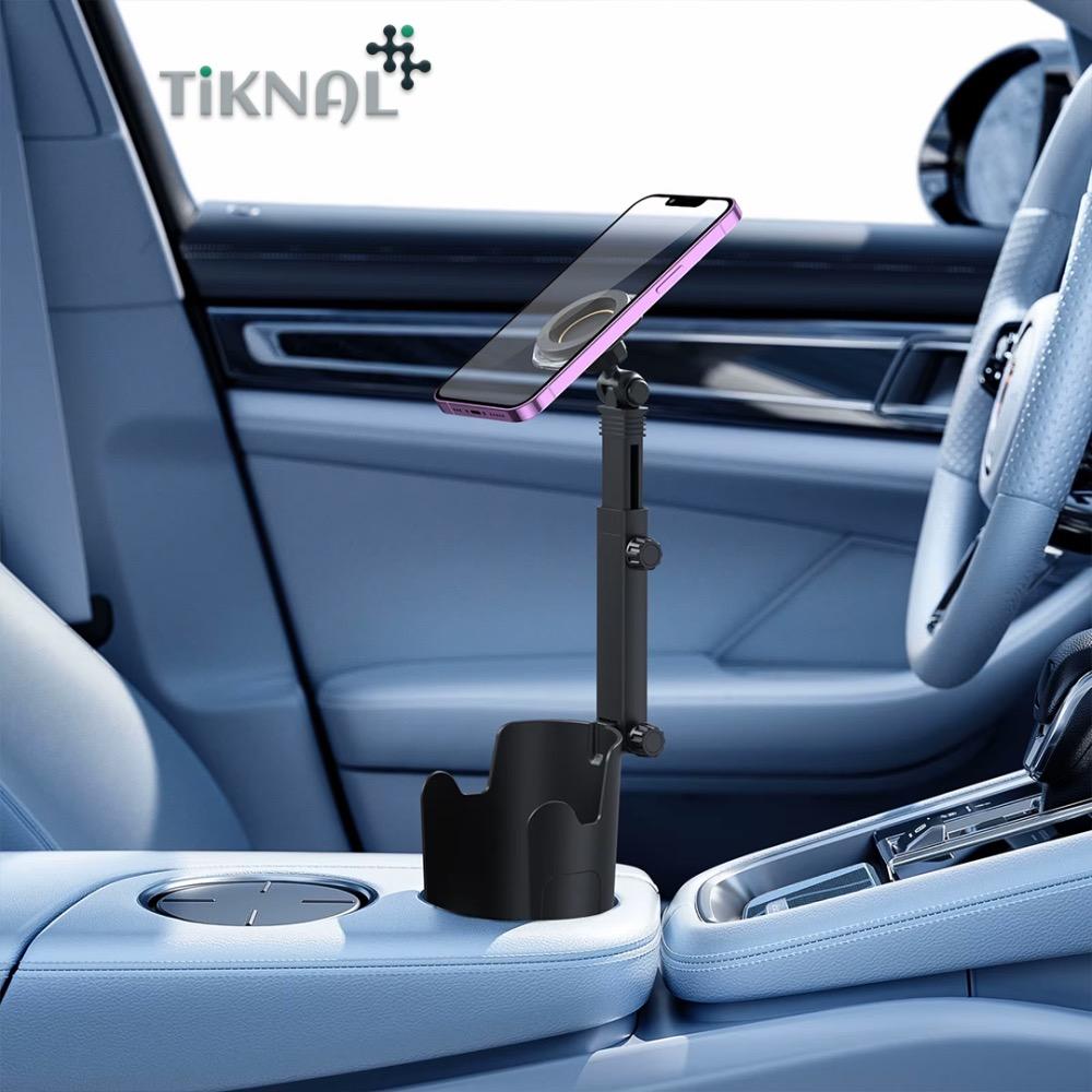 حامل جوال مغناطيسي للسيارة من Tiknal – بتثبيت في حامل الأكواب وذراع قابل للتعديل 360°